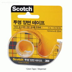 3M® Scotch® “136D” & “237D” Permanent Double Sided Tape, Transparent, with Dispenser, w12 & 18mmIdeal for Science Projects, Art-projects, and Classroom Presentations, 투명 양면테이프