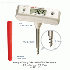 DAIHAN® Waterproof Handy Corkscrew Heavy-Duty Thermometer, for Frozen Food & SolidWith Φ8mm Corkscrew NTC-Probe, Protective Sleeve, -50℃+300℃, 0.1/1.0℃ Divi., 나사형 방수 온도계