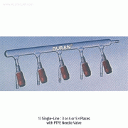 SciLab® DURAN glass Stopcock Vacuum Manifold, 3~5 PlacesSingle- or Double-Line, 유리콕형 진공매니폴드