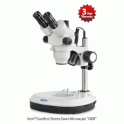 Kern® Excellent Stereo Zoom Microscope “OZM”, First-class Optic & Strong illumination, 7×~ 45× <br>With Dimmable 3 W LED Reflected and Transmitted illumination, Frosted Glass/Black-White Stage Plate, 고성능 연구용 실체 현미경