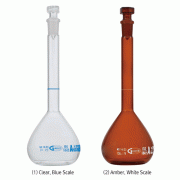 Glassco® A-class Certified Volumetric Flask, with Batch Certificate, 5~5,000㎖ <br> With Hollow Glass Stopper, DIN/ISO, A급 메스플라스크, 배치보증서부