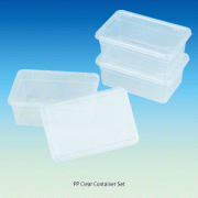 PP Clear Container Set, Square· Rectangular-types, with Clear Lid Ideal for Storage, Stackable, 105×170×h65mm, PP 투명 컨테이너