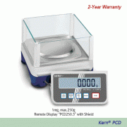 Kern® [d]1mg/10mg, max.250g/3,500g High-resolution Precision Balance, with Remote / Removable Display“PCD”Ideal for working in Fume Hoods · Glove Boxes for Toxic · Volatile · Contaminated Substances, Ext-CAL, with Counting & PRE-TARE Func.원격 계량 정밀 바란스, 계수