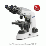 Kern® All Round Compound Microscope “OBE-13”, Monocular & Binocular, with 3W LED illumination, 40× ~ 1000× With Butterfly Tube, 1.25 Abbe Condenser, Fully-equipped Mechanical Stage, 다용도 생물 현미경