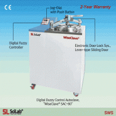 SciLab® Digital Fuzzy-control Autoclaves “WiseClave®SAC”, Electronic Door Lock System, 47-/60-/80-/100-Lit with Electronic Door Lock Sys, Lever-type Sliding Door, Steam Condensing, Solid-/Liquid-Modes, Max.2 kgf/cm2, up to 132℃ (1) PED Certified-model(Φ3m