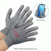 ORUNTM Comfort Multiuse Nylon Glove, Grip Tap Coated, Touch Screen, Palm Dot-type, L210~240mm Ideal for Light Working/Leisure/Camping, 편리성 다용도 나일론 장갑, 모바일폰 터치가능, 통기성/신축성/그립성 우수