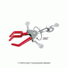 3-prong Double Adjusted Swivel Clamp & Holder, Grip 60 & 85mmWith Non-slip, Clamp to Rotate 360˚, Zinc Alloy with Chromed, 회전형 클램프와 홀더