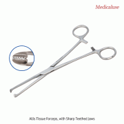 Allis Tissue Forceps, with Sharp Teethed Jaws, L150 & 200mm, Medicaluse<br>For Heavy Tissue, Stainless-steel 410, 엘리스 티슈 포셉/겸자, 의료용, 비부식