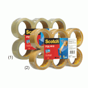 3M® Scotch® “3615R-6” Packing Tape, Transparent & Translucent Milky-Amber With Water Based Acrylic Adhesive Coated, Odorless, 0.065mm-thick., w48×50m, 박스 테이프, 고급형