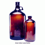 Wheaton® Safety Coated Amber Narrow-neck Glass Bottles, Non-autoclavable, 1∙4Lit<br>안전 코팅-세구병, 파손 방지용 Plastisol 코팅, 121℃ 내열