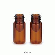 Amber “V”-Vial, Max Sample Recovery, Boro-glass 3.3 & 5.0, with V-Conical Bottom Ideal for Micro-Storage, Medicine Packaging, Trace Biological Preparation, 갈색 V-바이알, 스크류캡 and 셉타 별매