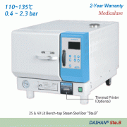 DAIHAN® 25 & 40 Lit Premium Programmable Bench-top Front Door Steam Sterilizer “Ste.B”, Medicaluse With Auto-Front Door, Pre- & Post-Vacuum System, Class-B Sterilization, Auto-Microprocessor Control, and Dual Door Lock, 110℃~135℃ SQUARE Chamber Autoclave,
