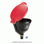 NewPig® PE Heavy Duty Drum Funnel, with Hinged Lid, Overfill Preventer, Φ340×h330mm Ideal for Laboratory and Industry, with PTFE Tape, 역류 방지 드럼 펀넬