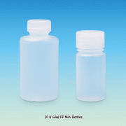 Azlon® 30 & 60 ㎖ PP Mini Bottle, with Leak Proof Screwcap AttachedGood Chemical/Heat Resistance, 125/140℃ Stable, Autoclavable, 미니 바틀