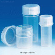 VITLAB® PP Sample Container, with PP Screwcaps, Autoclavable, 30~180㎖Suitable for Foodstuffs, 0℃~+125/140℃ withstand, [ Germany-made ] , PP 샘플 컨테이너, PP 스크류캡 포함