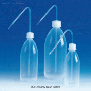 VITLAB® PFA Narrow-neck Wash Bottle, Transparent, 250~1,000㎖Excellent for Chemical and Corrosion Resistance, -200℃~+260℃, [ Germany-made ] , PFA 투명성 테프론 세척병