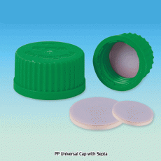 Wisd PTFE/Butyl-Septa Sealed PP/GL Universal Cap, for All DIN/GL-screw Neck of Bottle · Tube · Vessel · VialGood for Chemical & Heat-Resistance, 125/140℃ Stable, Autoclavable, DIN, GL14~GL45, 만능 GL 스크류캡, 테프론/부틸셉타포함