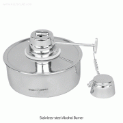 Stainless-steel Alcohol Burner Set, with 1m Cotton Wick, Adjustable Flame, 60 & 150㎖With Cotton Wick & Looped Lid, Non Magnetic 18/10 Stainless-steel, 스텐 알코올 버너 / 램프