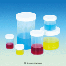 Wisd PP Screwcap Container, with Graduated, Autoclavable, 25~1,000㎖With Liner-less Screwcap, 0℃~+125/140℃, PP 스크류캡 컨테이너
