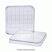 PS 100×100 Sterile Square Petri Dish, with Grid, 100×100×h15 mmWith 4 Vent Ribs of the Lid, 13×13 mm Grid, Alphanumeric Marked, [ Canada-made ] , 눈금 4 각 페트리디쉬
