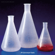 Kartell® PP Erlenmeyer Flask, with Mould Graduation & Narrow-neck, 50~2,000㎖Made of Polypropylene(PP), DIN/ISO, [ Italy-made ] , PP 삼각 플라스크, 스토퍼 겸용