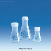 VITLAB® PP Erlenmeyer Flask, with Wide-neck, Screwcap & Blue-scale, 50~ 1 ,000㎖Made of Polypropylene(PP), DIN/ISO, [ Germany-made ] , PP 스크류 캡 삼각 플라스크, 광구, 스토퍼 겸용