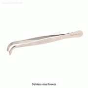 Hi-grade Stainless-steel Forceps, with Wide Blunt & Ridged Tip, Curved, L115~140mmFinished Surface, 스텐 곡형 포셉, 견고한 끝