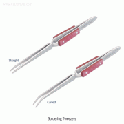 Hammacher® Hi-grade Soldering Tweezers, WIRONIT TM (CrNi 1 8/ 1 2) Alloy, Cross Action, L 1 60mmWith Rounded-Tip, Anti-Magnetic, Fiber Grip, 솔더링 트위저