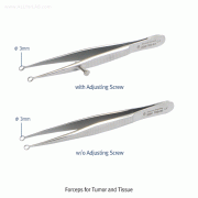 Hammacher® Hi-grade Forceps for Taking Hold of Tumor and Tissue, with or without Adjusting Screw, L90mmWith 3mm/6mm Round Ring Tip, Rustless, Chrome Nickel Steel (CrNi 18/8), [ Germany-made ] , 튜머 & 티슈 포셉