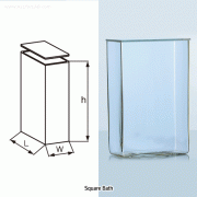 DURAN® Square Glass Bath with Ground-Top & Lid , [ Germany-made ] , 4 각 수조와 뚜껑