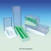 HIPS 100 & 200 Slide Storage Box, with Clear Tinted/Hinged/Slot Tray and 2×Index CardFor 75×25mm Slides, Stackable-type, Vertical-storage, [ Canada-made ] , 슬라이드 보관 박스, 수직보관/중첩형