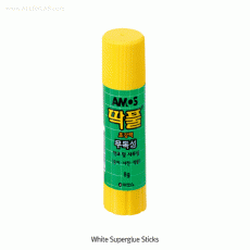 Amos® White Superglue Stick, Safe, Non-toxic, Washable, 8g ~ 35gIdeal for Paper·Photos·Fabric, Fast Strong Bonding, 강력한 딱풀