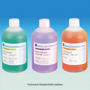 Suntex® Technical pH Standard Buffer Solution, pH 4.01·7.00·10.00, 500㎖ For pH Meter Calibration, Color Coded ; Blue·Orange·Green, TECH pH 표준 용액