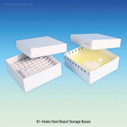SciLab® 81-hole Hard Board Storage Box, with Hard Board / PP Divider, 127×127×h52 mmFor 1.5/2.0㎖ Microtube/Cryovials, Alphanumeric Grid, 81 홀 판지 보관 박스