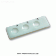 Heinz® Blood Determination Slide Glass, Marked A, B, O Enamel Coated, 3-holesMade of White Opal Glass, 120×40mm, Φ20mm-holes, 3 홀 혈액측정용 슬라이드 글라스