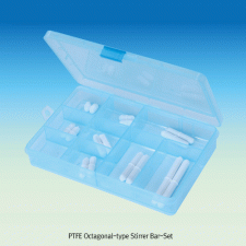 PTFE Octagonal-type Stirrer Bar-Set, for Lab & Industry, L15~75 mm, 16pcs/setExcellent for Chemical and Corrosion Resistance, -200℃~+260℃, PTFE 팔각 / 옥타고날형 마그네틱바 세트