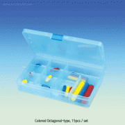 Cowie® PTFE Colored Octagonal-type Stirrer Bar-Set, L15~75mm, 15pcs/setFor Lab & Industry, -200℃~+280℃ , PTFE 칼라 마이크로 & 옥타고날형 마그네틱바 세트