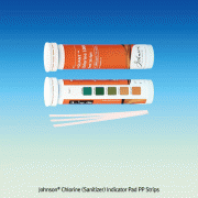 Johnson® Chlorine (Sanitizer) Indicator Pad PP Strip, “Non - Bleed” System, with Certificate of Conformity3 items : (1) 0~20 ppm, (2) 0~300 ppm & (3) 0~1000 ppm, [ UK-made ] , 염소이온 (소독제) 검출용 패드 PP 스트립