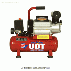 UDT® Oil-type Low-noise Air Compressor, with Press Gauge, 1HP, 8LitWith Overload Limiter Switch, Drain Valve, Compact Design, 저소음 콤퓨레샤