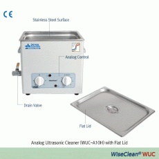 DAIHAN® Analog Ultrasonic Cleaner “WUC-A” , Timer/Temp. Output Controller, with Certi. & Traceability, 1.2~22 LitWith Stainless-steel Flat Lid, Highly Effective Cleaning, up to 85℃, 0~30min, 40kHz Frequency, without Basket초음파 세척기, 온도 및 시간 설정, 고효율, 다용도, 리드