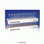 Wheaton® 36-holes PP White-gray Vial Rack, 322×91×h 28mm, AutoclavableWith 36-holes(3×12)/id Φ23.1mm, Heat Resistant at -10℃~+125/140℃, 36 홀 바이알 랙, 3 홀 ×12 열