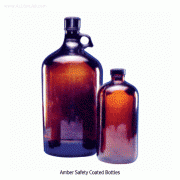 Wheaton® Safety Coated Amber Narrow-neck Glass Bottles, Non-autoclavable, 1?4Lit안전 코팅-세구병, 파손 방지용 Plastisol 코팅, 121℃ 내열