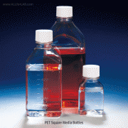 Wheaton® PET Square Media Bottles, Sterile, with In-mold Graduation투명 PET 메디아 병, 눈금부, 125 500㎖, 멸균포장 in tray