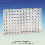4titude® 96well Non-skirted PCR Plate, PP Frame & Tubes, Universal Fit for most Cyclers & Sequencers96well PCR 플레이트, Thin Wall, Black Grid References, -10 ~ +140℃, Free from RNase?DNase?DNA