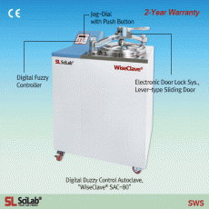 SciLab® Digital Fuzzy-control Autoclaves “WiseClave® SAC”, Electronic Door Lock System, 47-/60-/80-/100-Lit with Electronic Door Lock Sys, Lever-type Sliding Door, Steam Condensing, Solid-/Liquid-Modes, Max.2 kgf/cm2, up to 132℃ (1) PED Certified-model(Φ3
