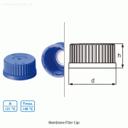 PP Membrane Screwcap, GL25~45, Autoclavable, Blue with PTFE membrane for Pressure Compensation, -10 ~ +125/140℃, 세포배양 캡