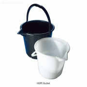 Azlon® HDPE Bucket, Moulded Graduations, White / Black, 10.5 & 17Lit with Handle Grip & Spout Guide, -50℃~+105/120℃, HDPE 버켓, 눈금부