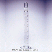 PYREX® B-class Glass Stoppered Cylinders, with Hexagonal Base, 10~2000㎖ with White Enamel Graduation, Borosilicate Glass 3.3, 유리스토퍼 실린더