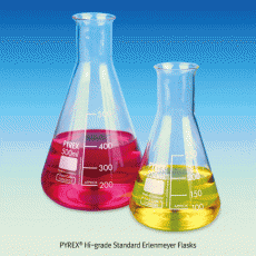 PYREX High-grade Standard Erlenmeyer Flasks, DIN/ISO, 5~5000㎖ Made of Borosilicate Glass 3.3, 삼각 플라스크