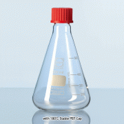 SciLab® High-grade DIN GL Screwcapped DURAN-glass Erlenmeyer Flasks, 50~5000㎖ Ideal for Storage, Media and Cultivation, Boro-glass 3.3, GL-25/32/45, Autoclavable, 스크류캡 삼각플라스크